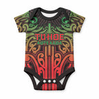 Custom Aotearoa Tuhoe Baby Onesie Maori Tribal Pattern Mix Poutama