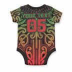 Custom Aotearoa Tuhoe Baby Onesie Maori Tribal Pattern Mix Poutama