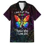 I See Your True Colors Personalised Family Matching Off Shoulder Short Dress and Hawaiian Shirt Autism Awareness