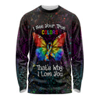 I See Your True Colors Personalised Long Sleeve Shirt Autism Awareness