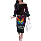I See Your True Colors Personalised Off The Shoulder Long Sleeve Dress Autism Awareness