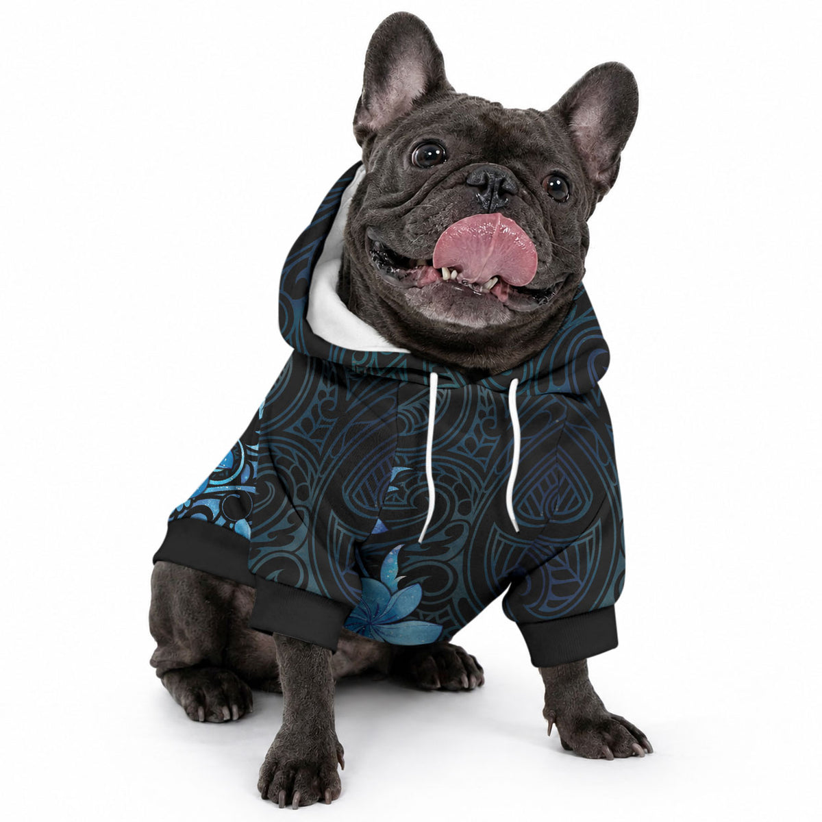 Matariki New Zealand Pet Hoodie Maori Pattern Blue Galaxy
