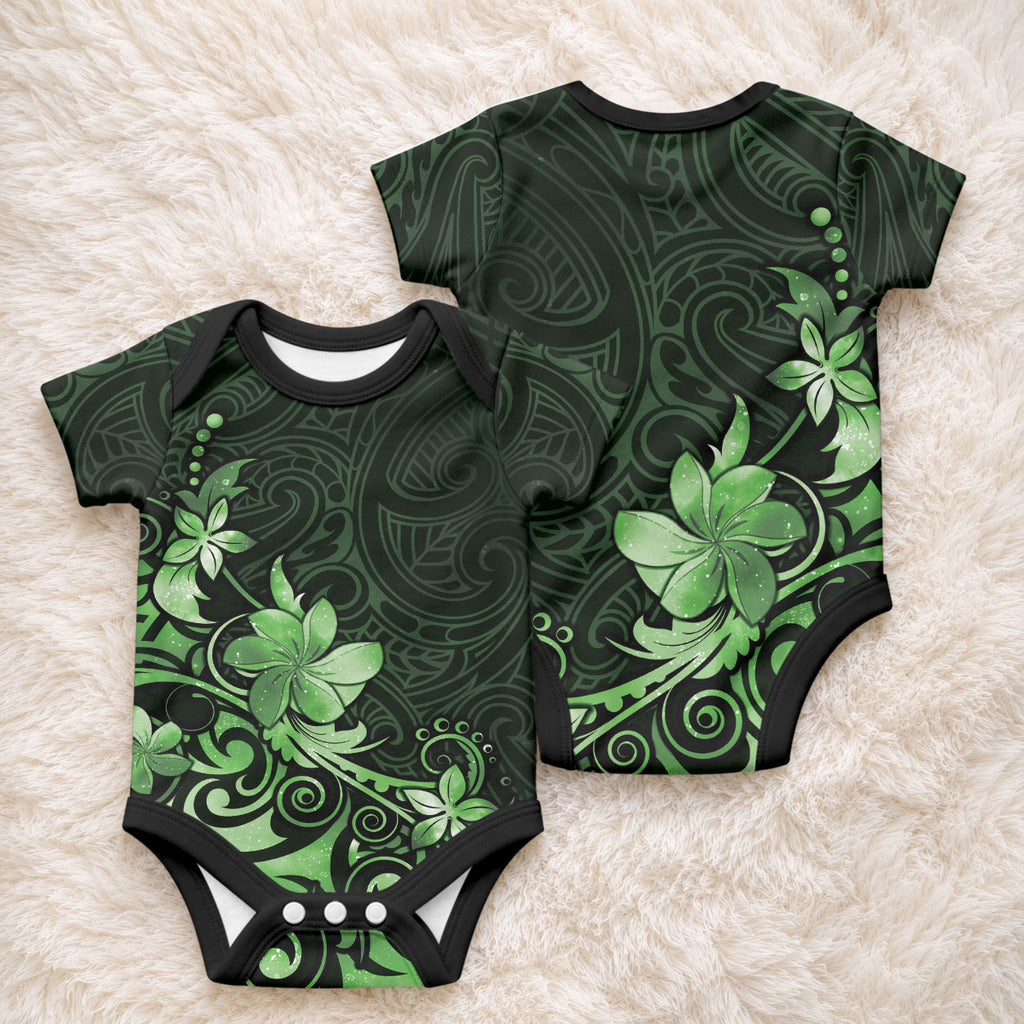 Matariki New Zealand Baby Onesie Maori Pattern Green Galaxy