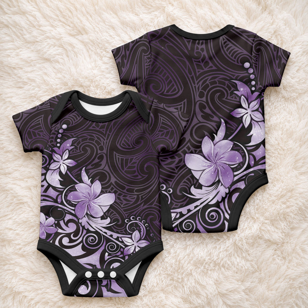 Matariki New Zealand Baby Onesie Maori Pattern Purple Galaxy