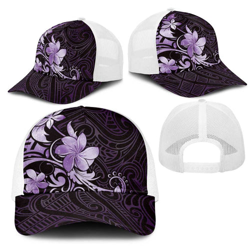 Matariki New Zealand Mesh Trucker Cap Maori Pattern Purple Galaxy