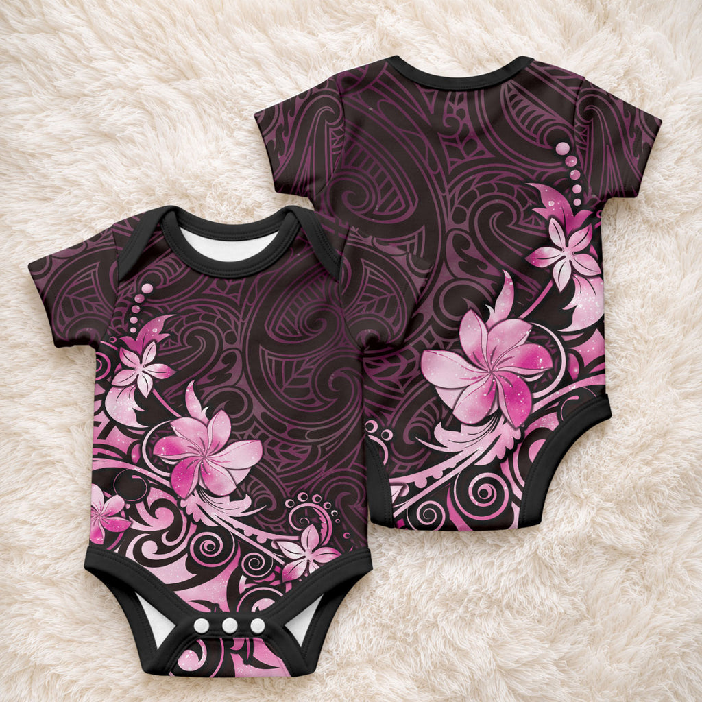 Matariki New Zealand Baby Onesie Maori Pattern Pink Galaxy