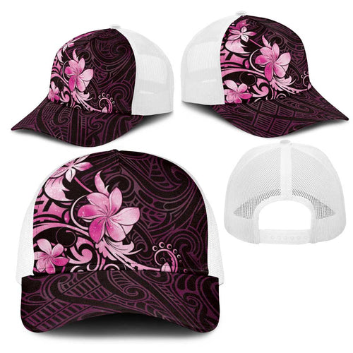 Matariki New Zealand Mesh Trucker Cap Maori Pattern Pink Galaxy
