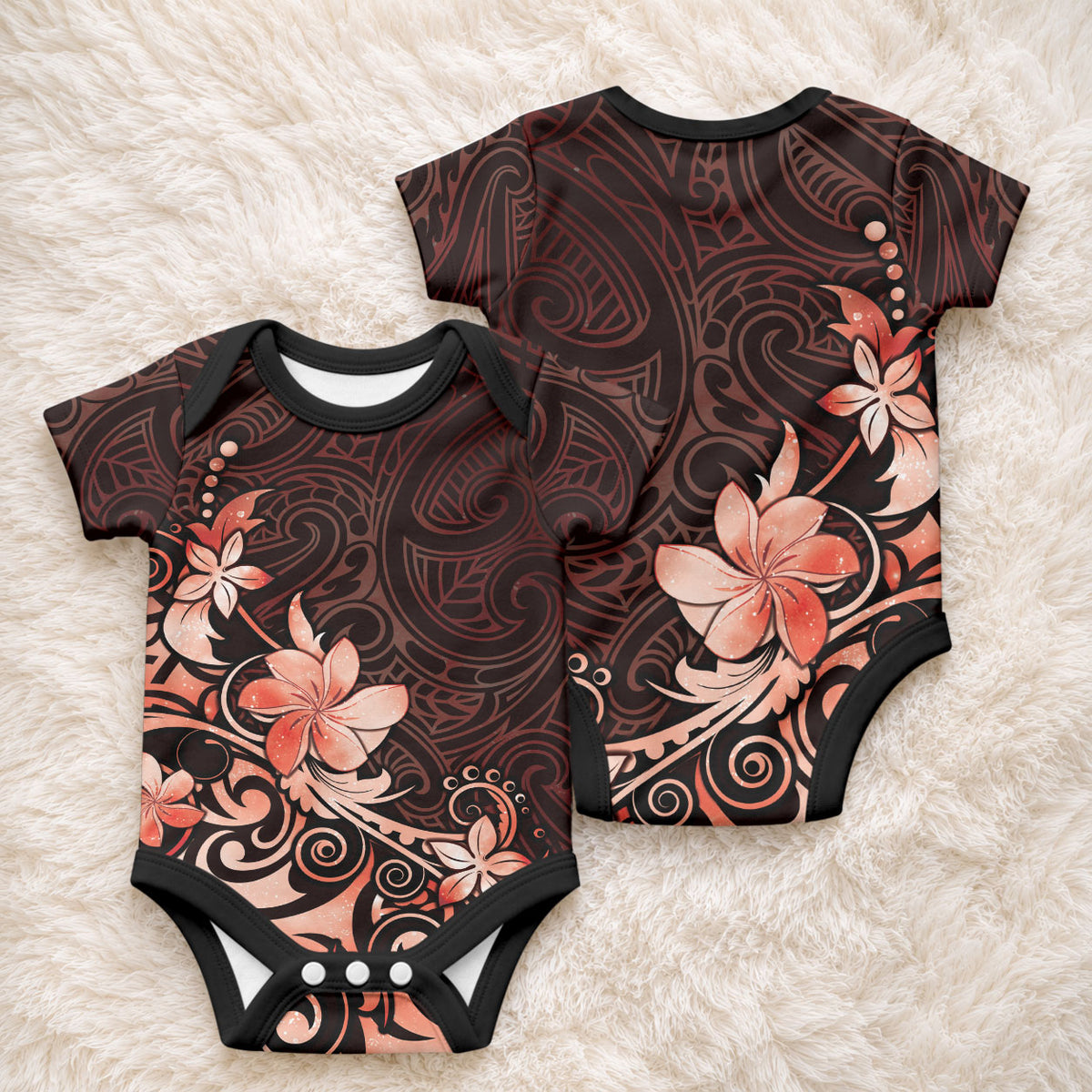 Matariki New Zealand Baby Onesie Maori Pattern Red Galaxy