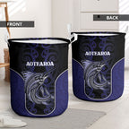 New Zealand Aotearoa Laundry Basket Blue Marlin Fishing Maori Pattern