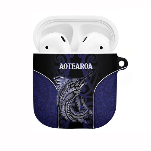 New Zealand Aotearoa AirPods Case Blue Marlin Fishing Maori Pattern