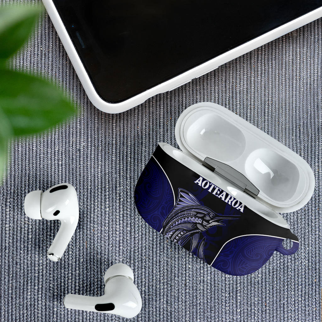 New Zealand Aotearoa AirPods Case Blue Marlin Fishing Maori Pattern