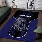 New Zealand Aotearoa Area Rug Blue Marlin Fishing Maori Pattern