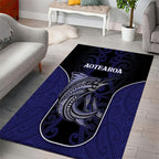 New Zealand Aotearoa Area Rug Blue Marlin Fishing Maori Pattern