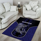 New Zealand Aotearoa Area Rug Blue Marlin Fishing Maori Pattern