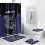 New Zealand Aotearoa Bathroom Set Blue Marlin Fishing Maori Pattern