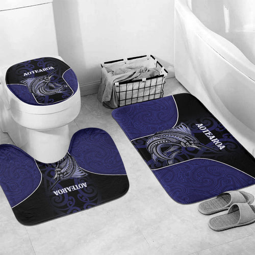 New Zealand Aotearoa Bathroom Set Blue Marlin Fishing Maori Pattern