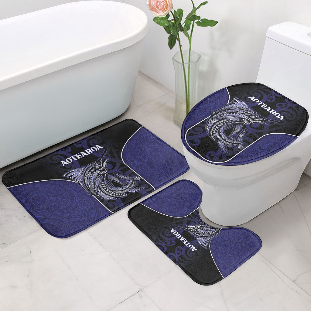 New Zealand Aotearoa Bathroom Set Blue Marlin Fishing Maori Pattern