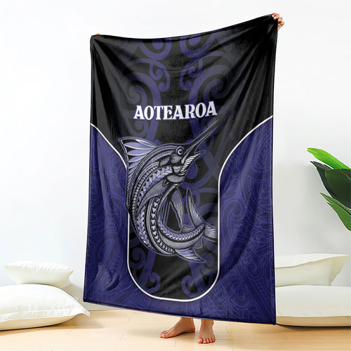 New Zealand Aotearoa Blanket Blue Marlin Fishing Maori Pattern