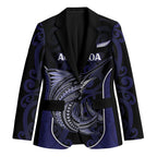 Personalised New Zealand Aotearoa Blazer Blue Marlin Fishing Maori Pattern