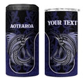 Personalised New Zealand Aotearoa 4 in 1 Can Cooler Tumbler Blue Marlin Fishing Maori Pattern