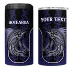 Personalised New Zealand Aotearoa 4 in 1 Can Cooler Tumbler Blue Marlin Fishing Maori Pattern