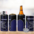 Personalised New Zealand Aotearoa 4 in 1 Can Cooler Tumbler Blue Marlin Fishing Maori Pattern