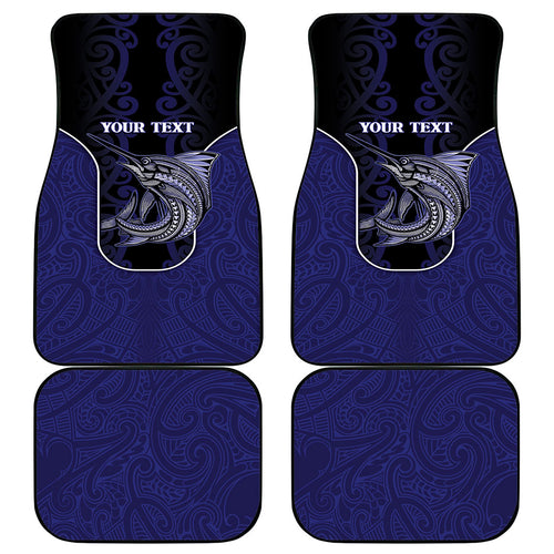 Personalised New Zealand Aotearoa Car Mats Blue Marlin Fishing Maori Pattern