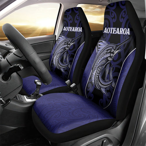 New Zealand Aotearoa Car Seat Cover Blue Marlin Fishing Maori Pattern