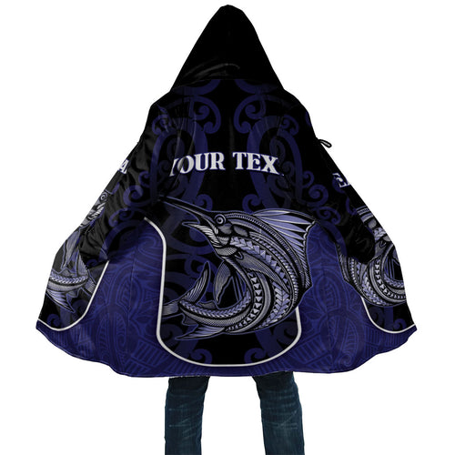 Personalised New Zealand Aotearoa Cloak Blue Marlin Fishing Maori Pattern