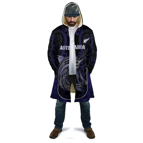 Personalised New Zealand Aotearoa Cloak Blue Marlin Fishing Maori Pattern