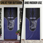 Personalised New Zealand Aotearoa Door Cover Blue Marlin Fishing Maori Pattern