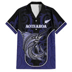 Personalised New Zealand Aotearoa Family Matching Mermaid Dress and Hawaiian Shirt Blue Marlin Fishing Maori Pattern