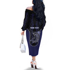 Personalised New Zealand Aotearoa Family Matching Off The Shoulder Long Sleeve Dress and Hawaiian Shirt Blue Marlin Fishing Maori Pattern