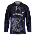 Personalised New Zealand Aotearoa Hockey Jersey Blue Marlin Fishing Maori Pattern