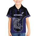 Personalised New Zealand Aotearoa Kid Hawaiian Shirt Blue Marlin Fishing Maori Pattern