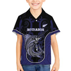 Personalised New Zealand Aotearoa Kid Hawaiian Shirt Blue Marlin Fishing Maori Pattern