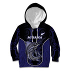 Personalised New Zealand Aotearoa Kid Hoodie Blue Marlin Fishing Maori Pattern