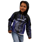 Personalised New Zealand Aotearoa Kid Hoodie Blue Marlin Fishing Maori Pattern