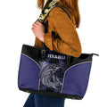 New Zealand Aotearoa Leather Tote Bag Blue Marlin Fishing Maori Pattern
