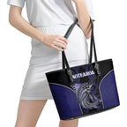 New Zealand Aotearoa Leather Tote Bag Blue Marlin Fishing Maori Pattern