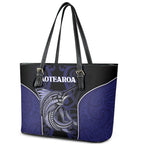 New Zealand Aotearoa Leather Tote Bag Blue Marlin Fishing Maori Pattern