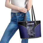 New Zealand Aotearoa Leather Tote Bag Blue Marlin Fishing Maori Pattern