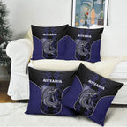 New Zealand Aotearoa Pillow Cover Blue Marlin Fishing Maori Pattern