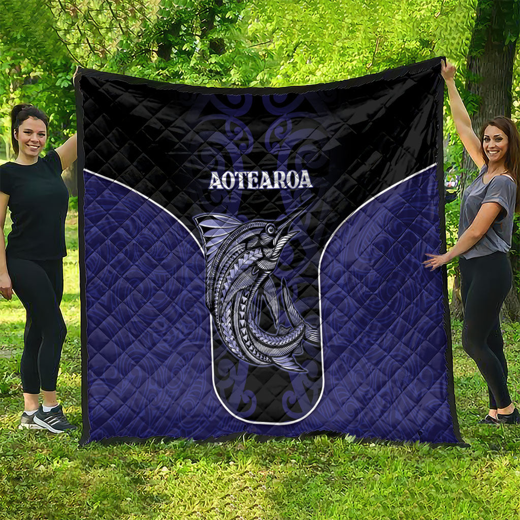 New Zealand Aotearoa Quilt Blue Marlin Fishing Maori Pattern