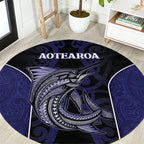New Zealand Aotearoa Round Carpet Blue Marlin Fishing Maori Pattern