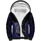 Personalised New Zealand Aotearoa Sherpa Hoodie Blue Marlin Fishing Maori Pattern