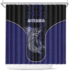 New Zealand Aotearoa Shower Curtain Blue Marlin Fishing Maori Pattern