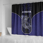 New Zealand Aotearoa Shower Curtain Blue Marlin Fishing Maori Pattern