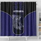 New Zealand Aotearoa Shower Curtain Blue Marlin Fishing Maori Pattern