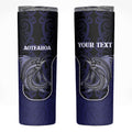 Personalised New Zealand Aotearoa Skinny Tumbler Blue Marlin Fishing Maori Pattern